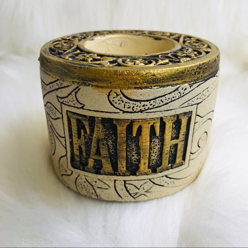 FAITH candle 🕯 holder votive gold tea light - Picture 2 of 8